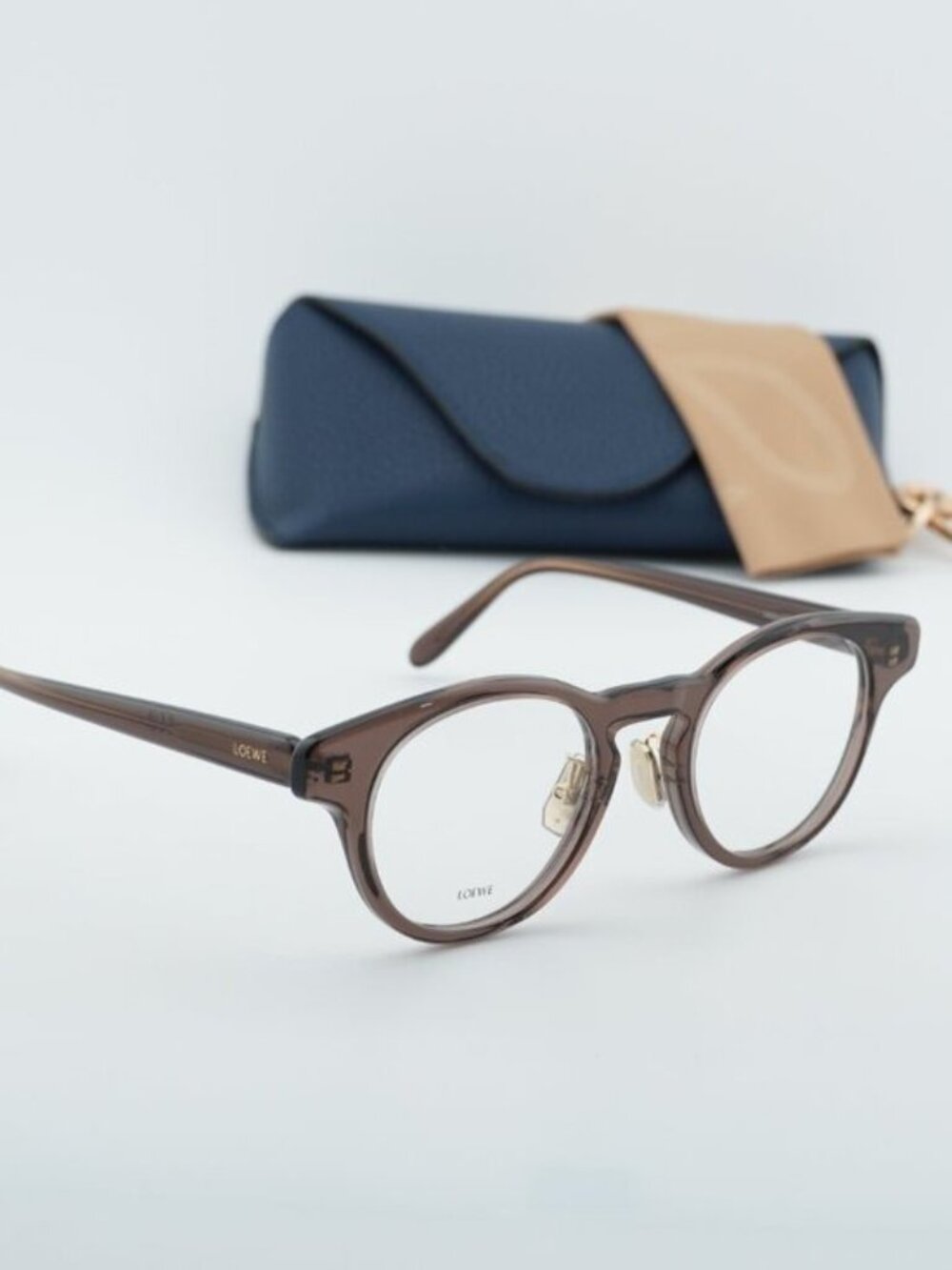 Loewe LW50085F 050 Unisex Round Eyeglasses - Shiny Brown 49mm